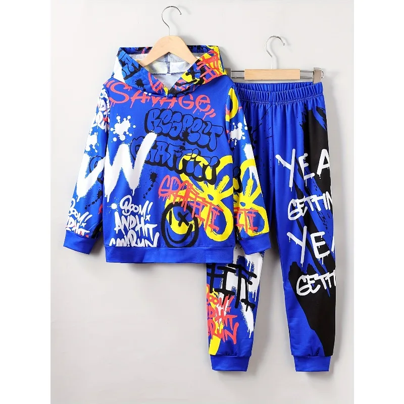 مجموعة سراويل بقلنسوة مطبوعة ثلاثية الأبعاد فضفاضة غير رسمية للرجال لعام 2025