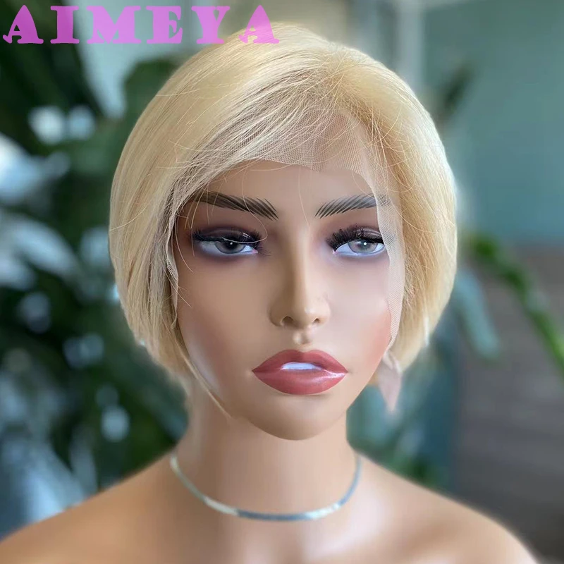 AIMEYA Blonde Short Wigs for Women Girls Natural Looking  Lace Front Wig Heat Resistant Synthetic Hair Wig Daily Use