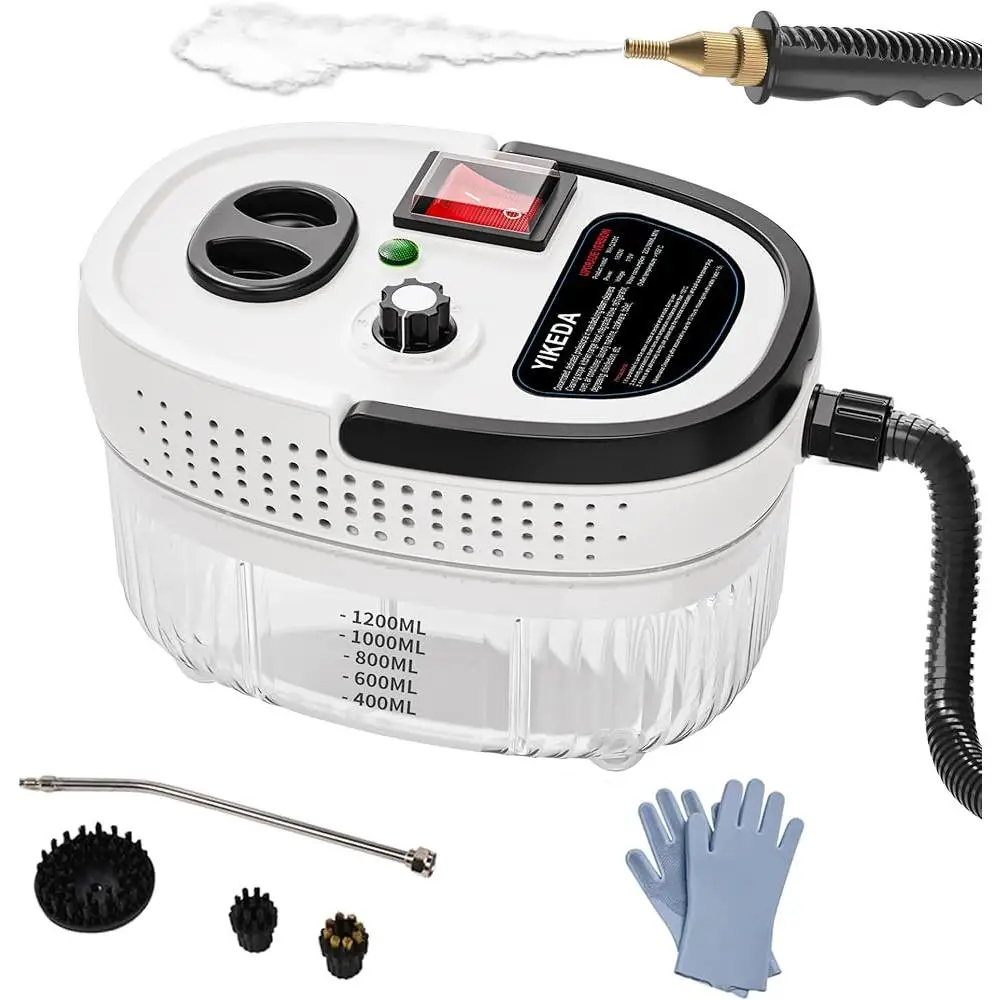 Портативный ручной пароочиститель Паровая машина высокого давления Глубокая очистка пятен с регулируемыми настройками и несколькими щетками