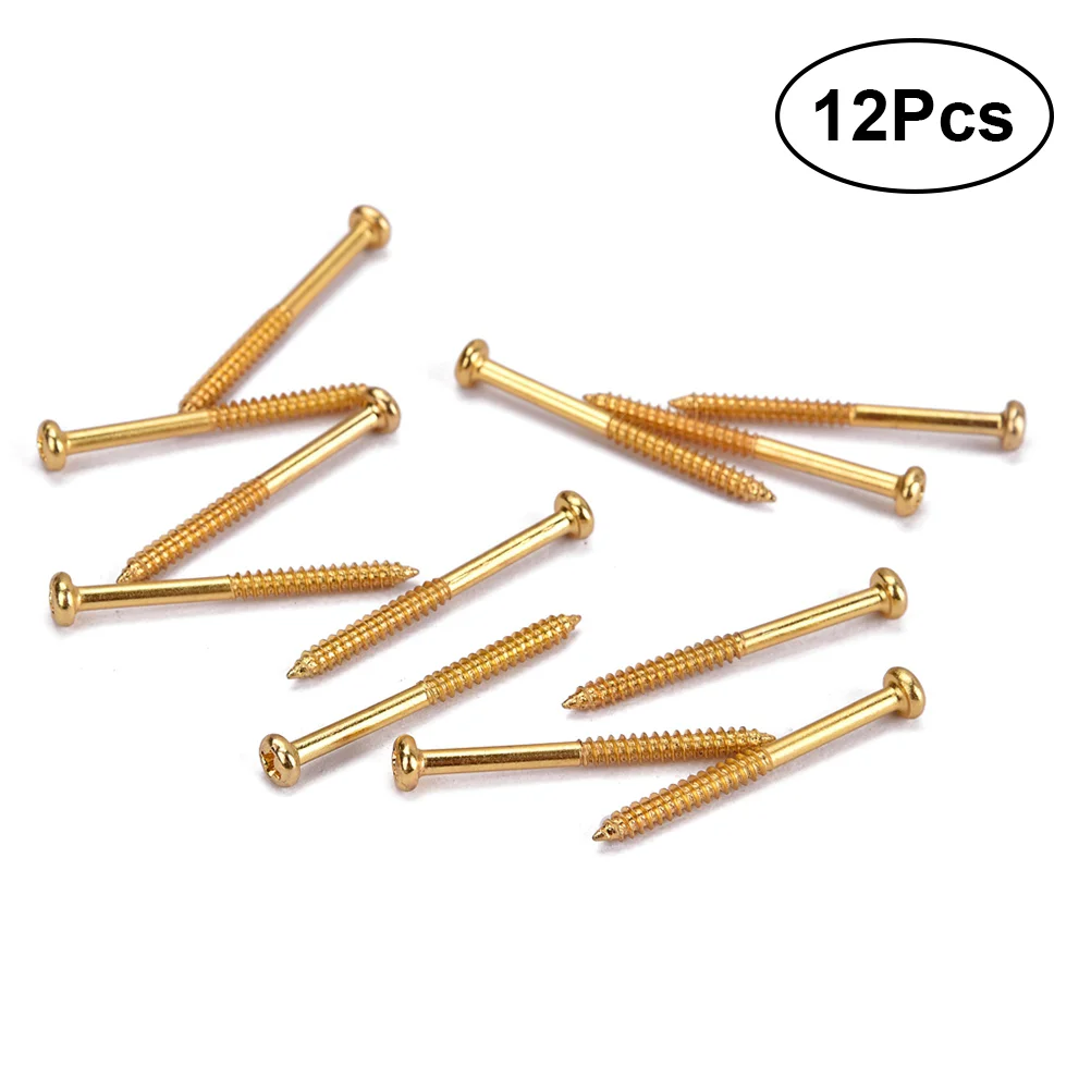 12 Pcs Bass Pickup Mounting Screws Instrument Accessory for PB 90 Pickups(Gold) guitar screws guitar screws kit