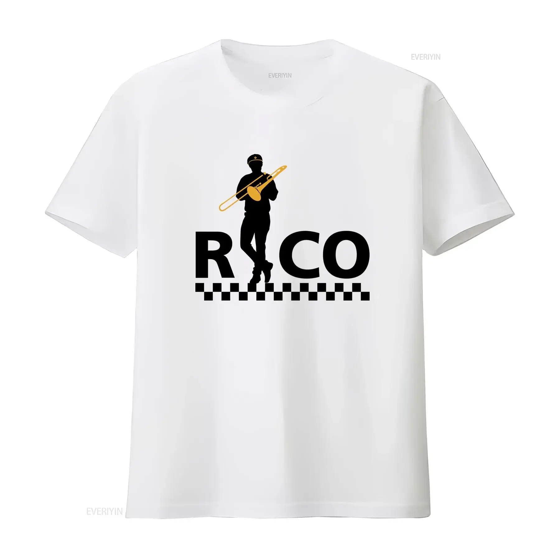 Mens Rico Rodriguez Typo 2 Tone Ska Style T Shirt Specials Madness Hall Rude Boy Design vintage Washed Breathable Casual homme