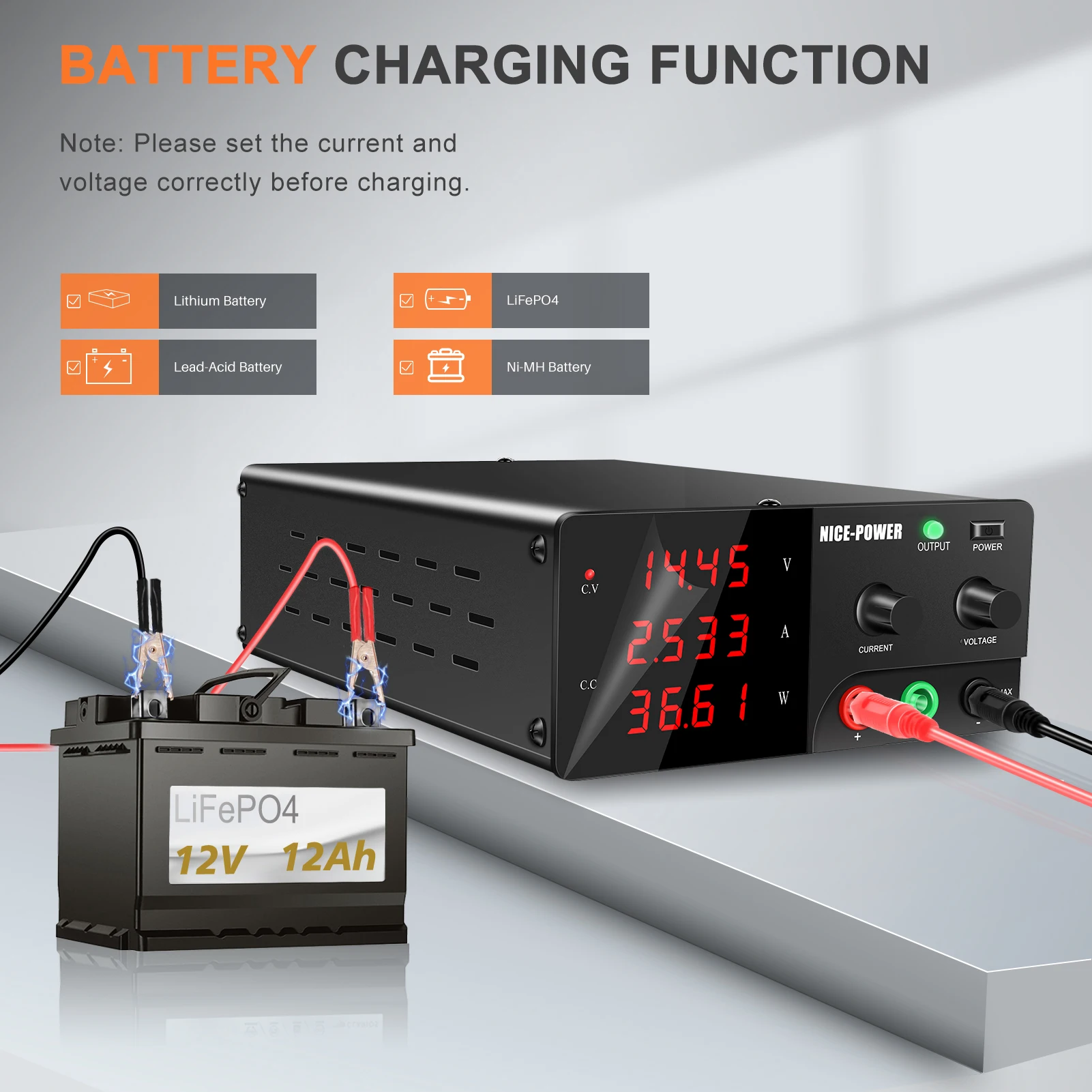 NICE-POWER Variable DC Power Supply 60V 100V 200V High Power Bench Power Supply Adjustable Voltage Regulator, Software Optional