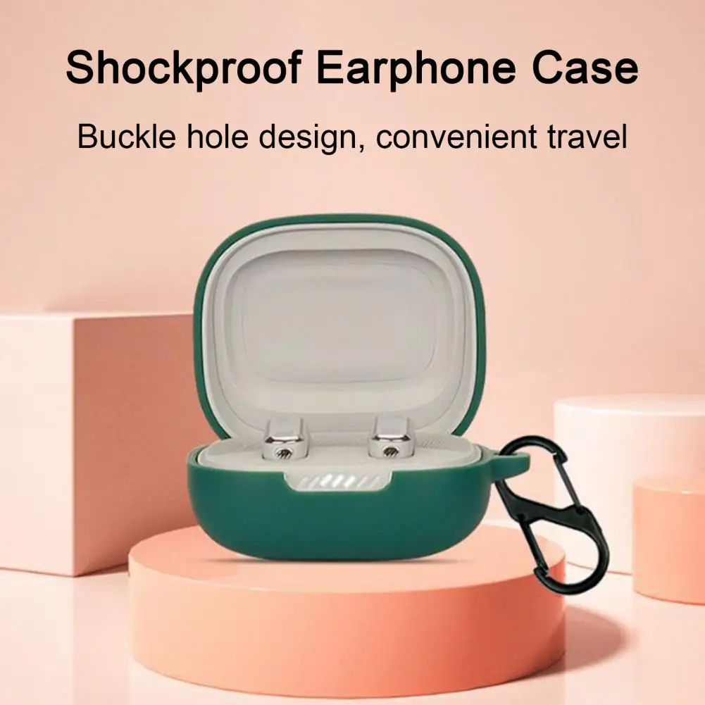 Buckle Design Earphone Case Silicone Shockproof Earphone Case for Jbl Live Flex Anti-drop Travel Cover for Bluetooth for Earbuds