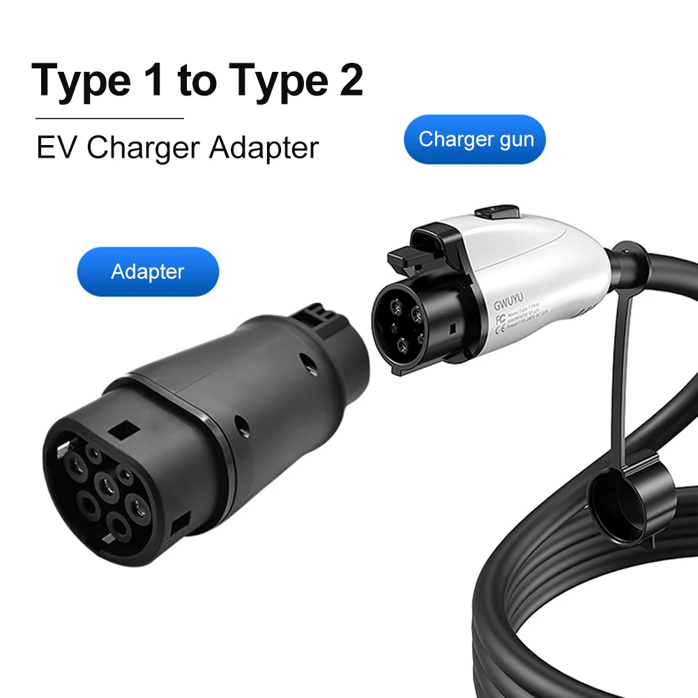 32A EV Charger Converter Charging Station IEC 62196 Type2 to J1772 Type1 and Type1 to Tesla Electric Car Charging Adapter Barrel