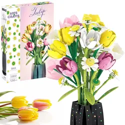 1250PCS Tulip Bouquet Building Blocks Flower Eternal Flower Vase Model Bricks Home Decoration DIY Toys Girls Romantic Gifts