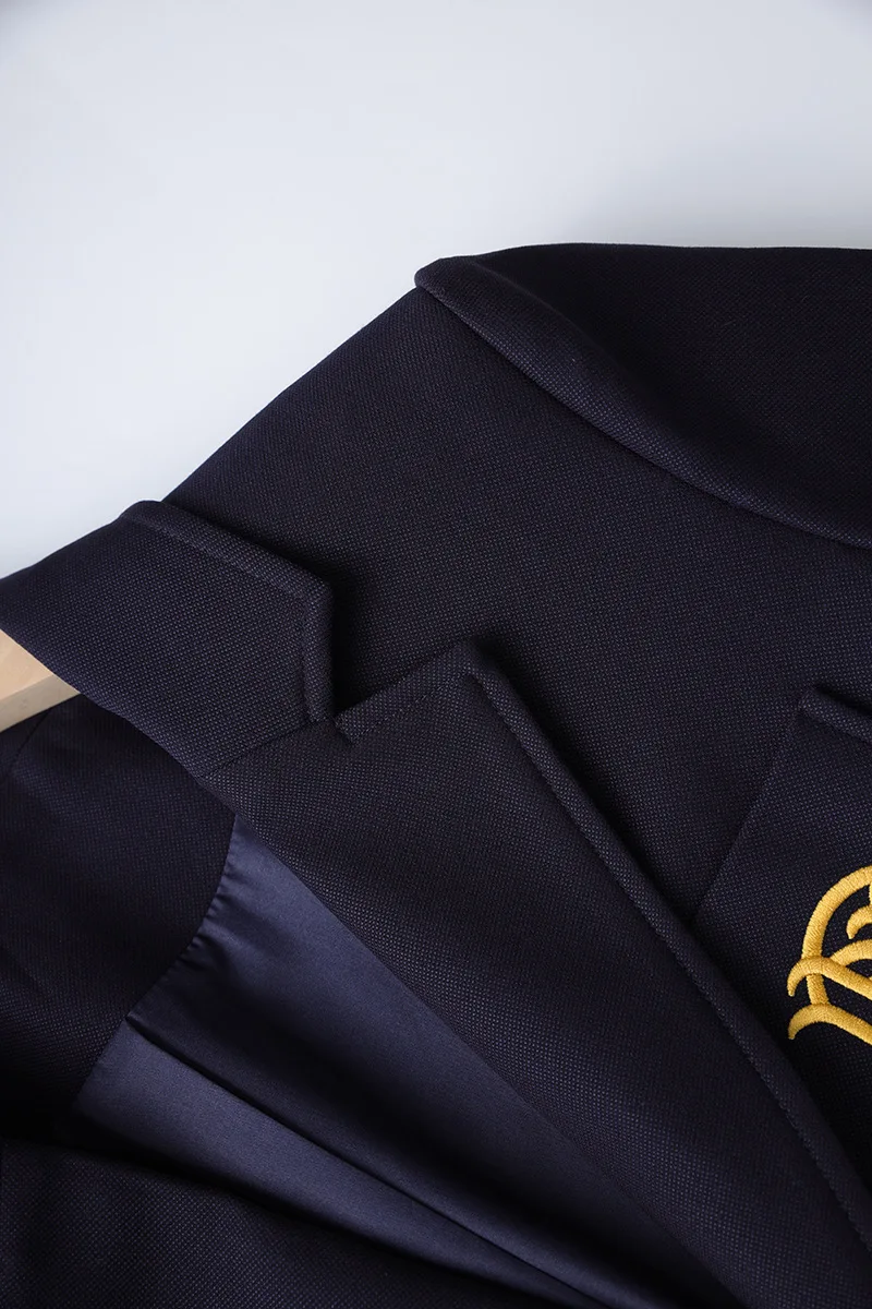 Winter Autumn Fine Workmanship Lady Casual Office Wear Single Button Embroidery Pocket Solid Blazer for Women
