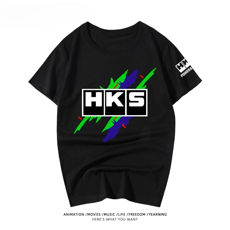 

Japanese Performance Car HKS Japanese Car Modified Short-sleeved Men and Women's Tops T-shirt Student Clothes Half-sleeved Tide