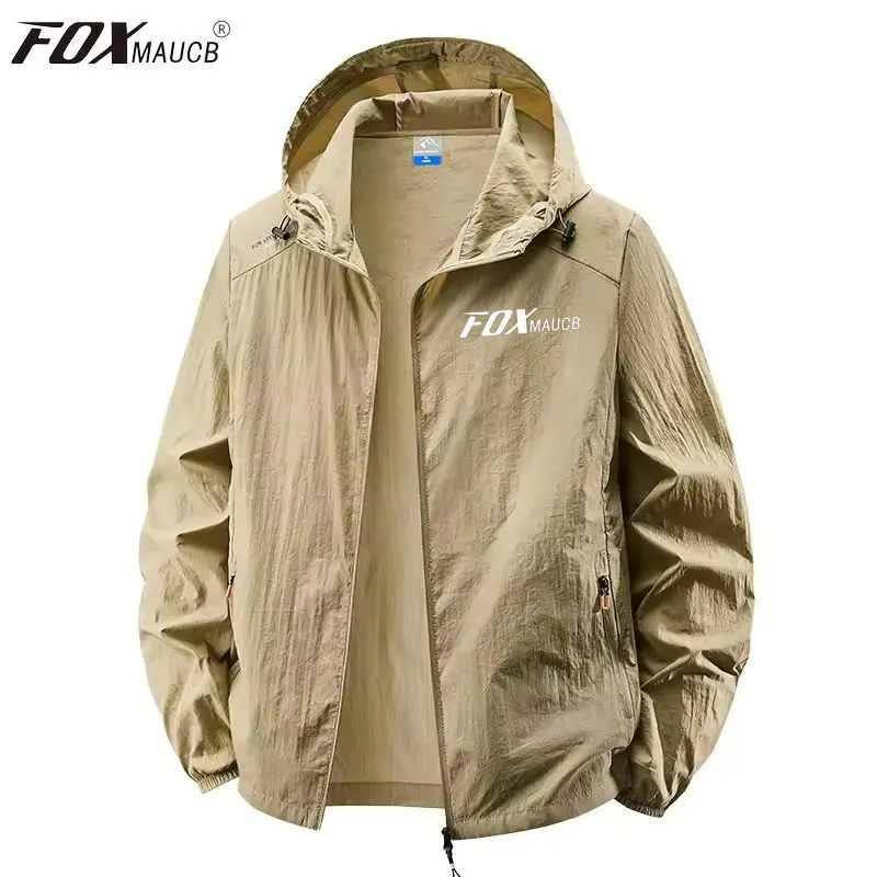 

New Summer Jackets Men Hooded Windbreaker Coats FOXMAUCB Cycling Sunscreen Clothing Men Ultrathin Fishing Wearing Man Sportswear