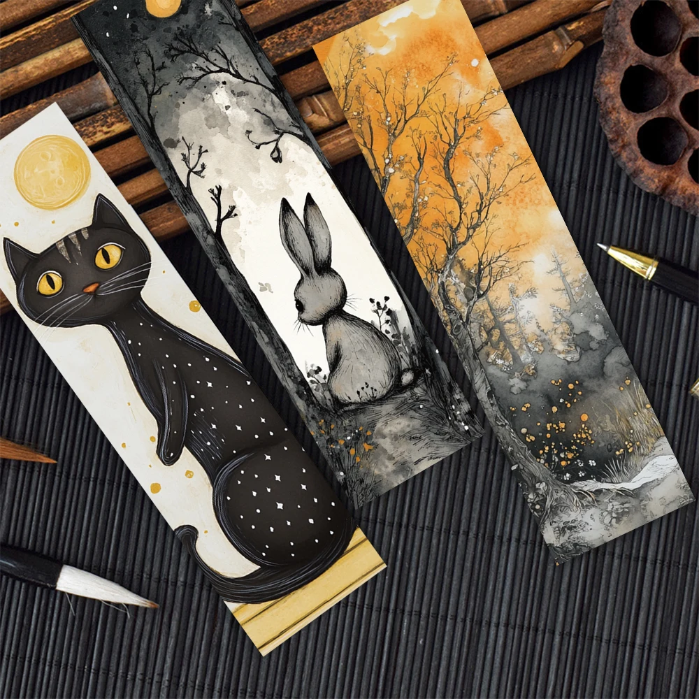 30pcs Retro Aesthetic Plants Animals Paper Bookmarks DIY Students Readers Page Marking Library Office Page Markers