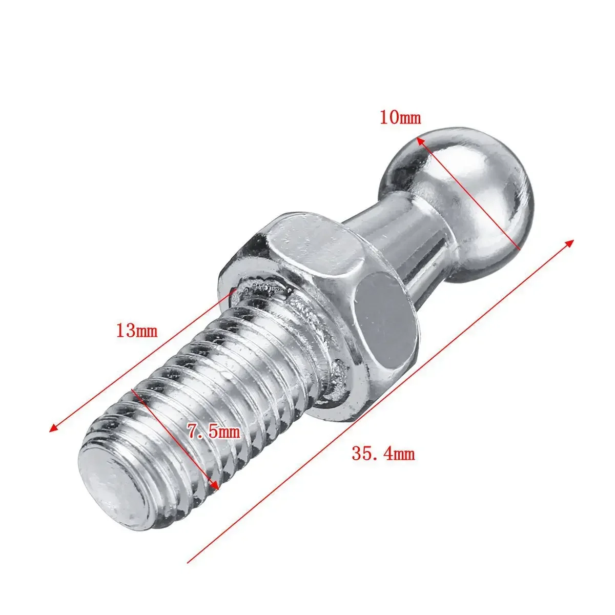 Universal 2pcs Silver Boot Bonnet Gas Strut End Fitting 10mm M8 Ball Pin Joint Valve Spring Holders