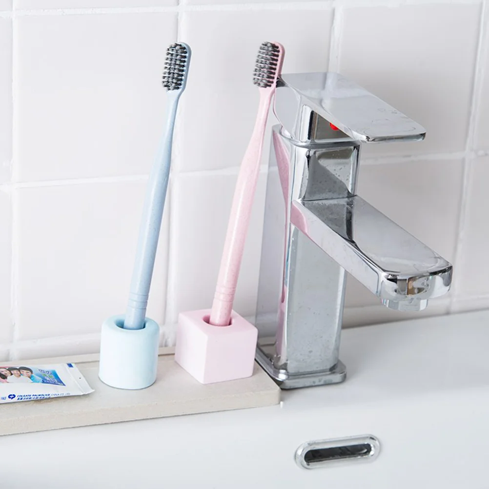 

4Pcs Diatom Mud Toothbrush Holder Mini Single Stand Small Toothbrush Organizer for Bathroom Pen Holder Desktop Space Saving Easy
