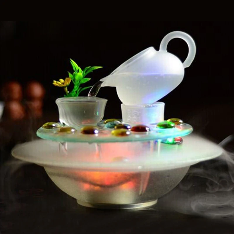 

Simple water fountain humidifier waterscape glass desktop office teapot