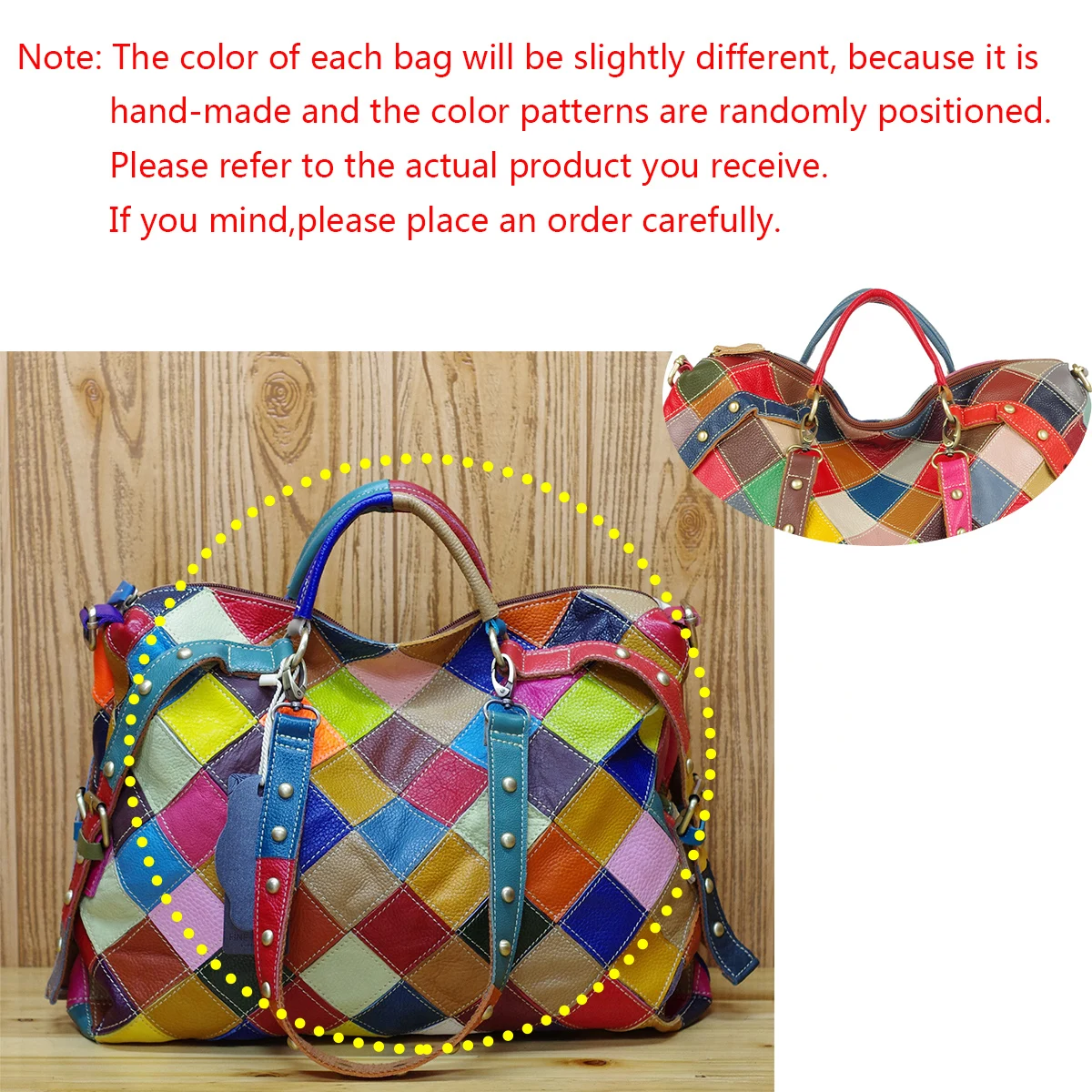 Leather cowhide color random color plaid color national style handbag shoulder crossbody bag Tote bag