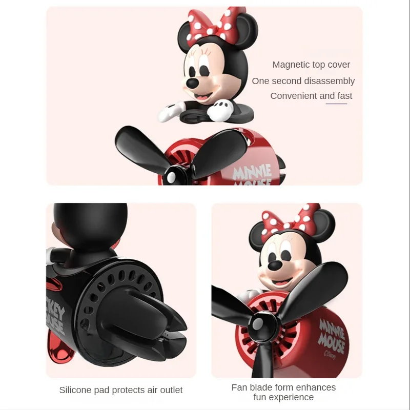 Disney Mickey Mouse Car Air Freshener Auto Accessories Interior Perfume Diffuser Kitty Pilot Rotating Propeller Outlet Fragrance