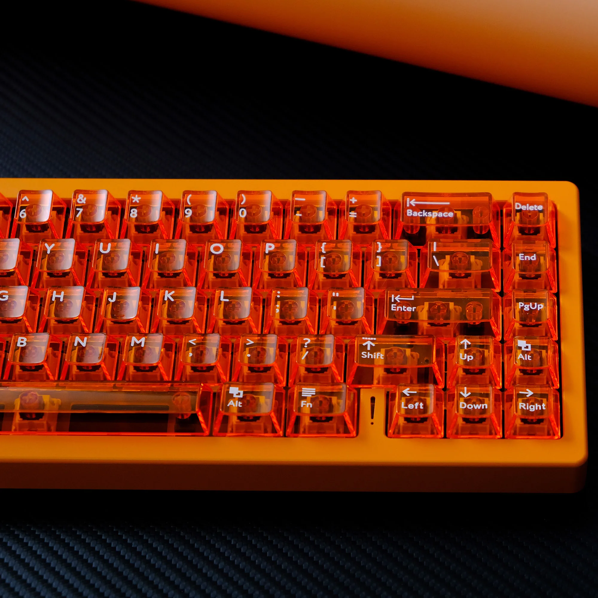 Orange Transparent Keycaps Set PC 114key Keyboard Keycaps Custom Cherry Profile Keycaps for Mechanical Keyboard Accessories Gift