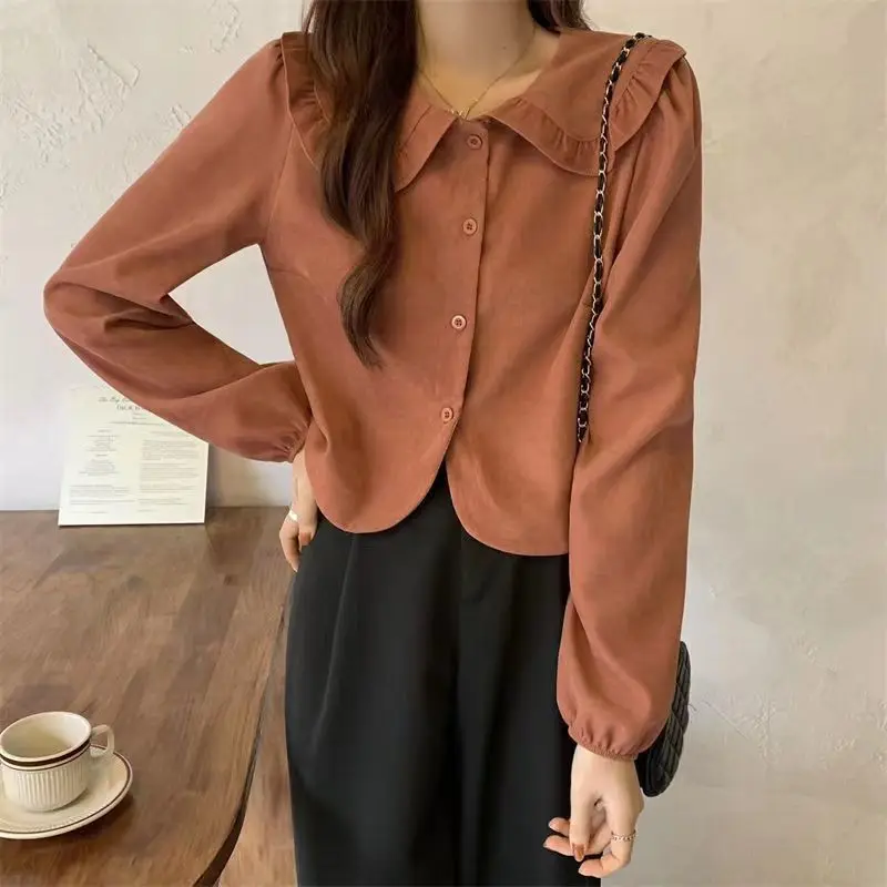 French Doll Collar Shirt for Women Spring and Autumn Style Ins Style Fashion and Age-reducing Puff Sleeves Small Fragrance Shirt