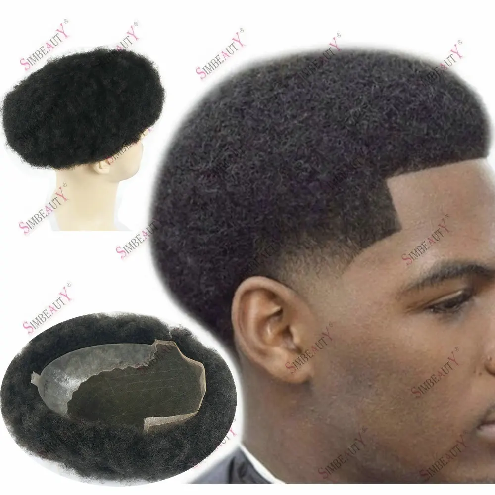 Q6 Lace 4mm Afro Curly Wigs Toupee for Black Men 6