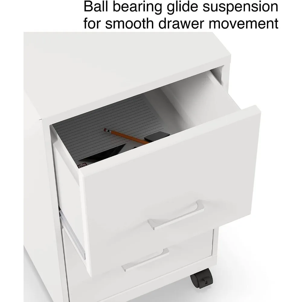 

2-Drawer Vertical File Cabinet, Letter Size Documents, Lockable & Mobile, 18.9" D x 14.3" W x 26.3" H