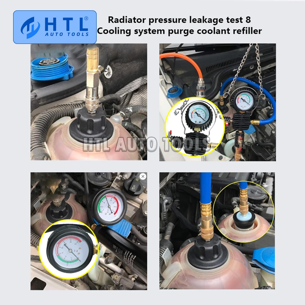 28Pcs Universal Radiator Pressure Tester Vacuum Type Cooling System Test Detector Set Testeur water tank pressure gauge