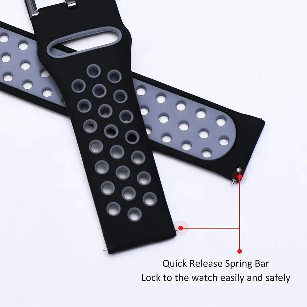 22mm 20mm Sport Silicone Strap For Huawei GT2 3 4 5/GT5 Pro 46mm Breathable Bracelet For Xiaomi Watch S4 S3 S2 S1 Active/Color 2