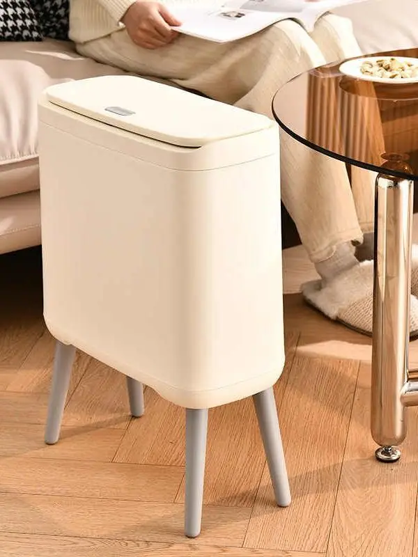 New Waterproof Bathroom Trash Can  Type High Foot Large Capacity with Automatic Packaging Cover Odor Control Home Cleaning...