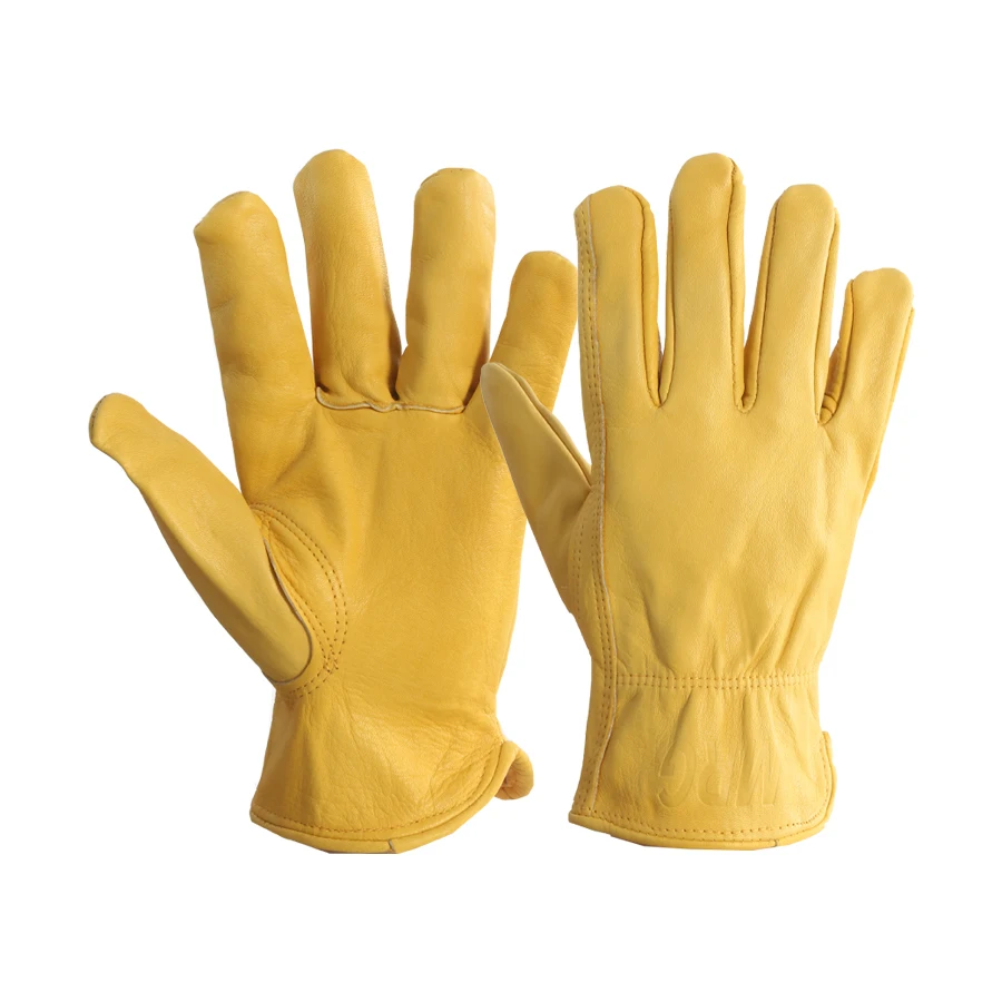 1 Pair Men Work Gloves Soft Cowhide Driver Hunting Driving Farm Garden Welding Security Protection Safety Mechanic Glove