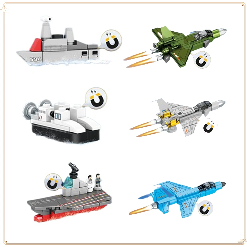 

Iron Blooded Heavy Equipment Sea Land Air Force Naval Fleet Assembling Building Block Models Refrigerator Sticker Children Gift