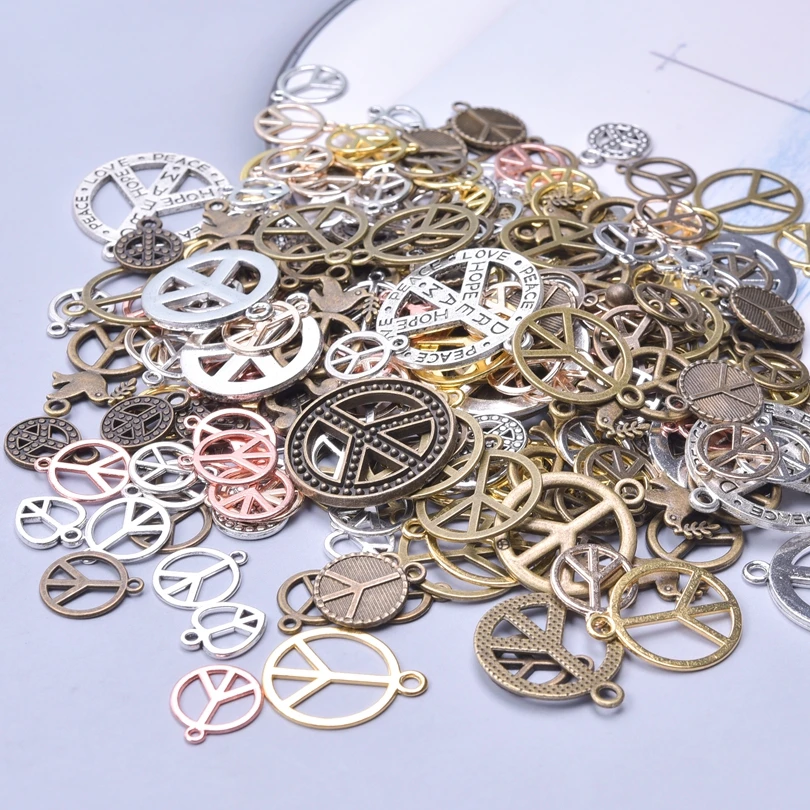 30/50/100pcs/Lot Random Mix Peace Symbol Charms Pendant For Jewelry Making Diy Necklace Bracelet Keychain Handmade Accessories