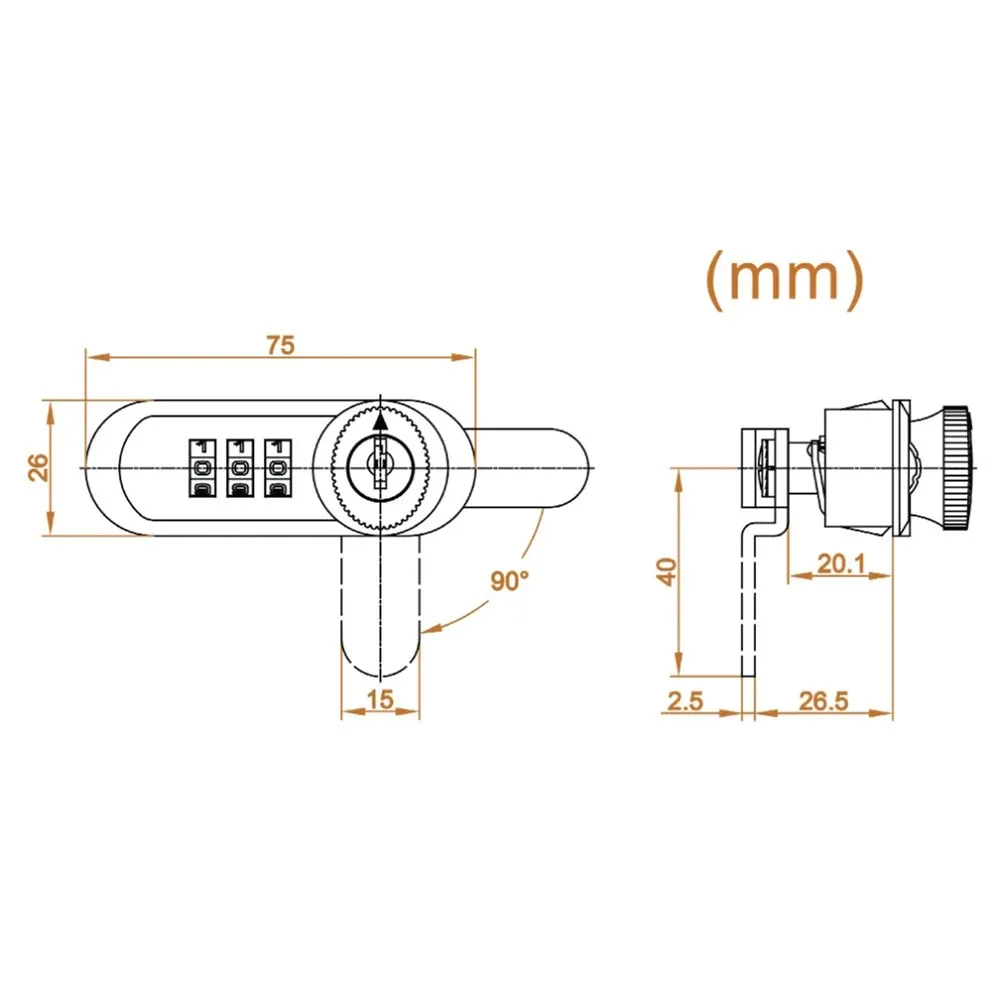 3 Digit Mechanical Combination Lock for Cabinet Drawers Lockers Toolboxes RV Campervan Boat Zinc Alloy ABS Design