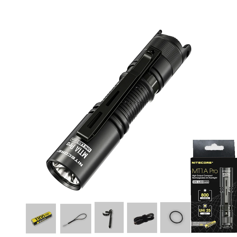 

NITECORE MT1A PRO Высокопроизводительный компактный перезаряжаемый фонарик типа АА, максимальный выход 800LM Расстояние луча 250 м Встроенный аккумулятор 14500