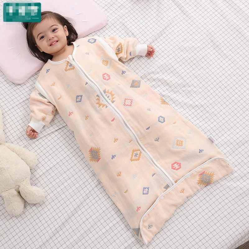 Four-seasons Universal Baby Breathable Sleeping Bag Six-layer Gauze Thin Children's Sleeping Bag New Boys Girls Sleeping Bags