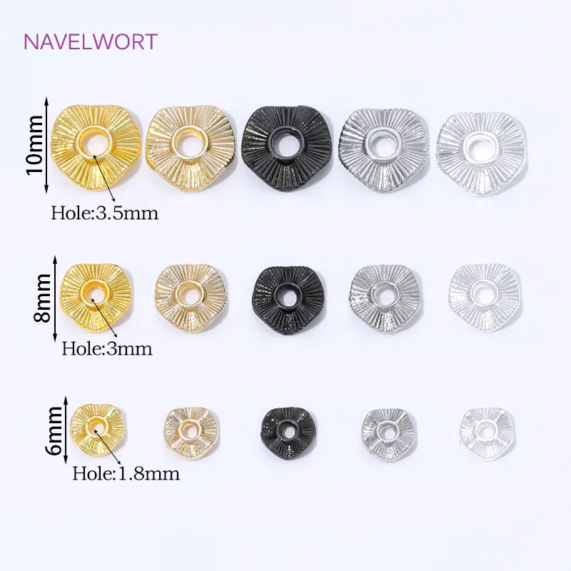 18K Gold Plated Metal Wave Flat Spacer Beads,Separators For Beads,Brass Loose Beads For Bracelet,DIY Jewelry Making Materials view 5