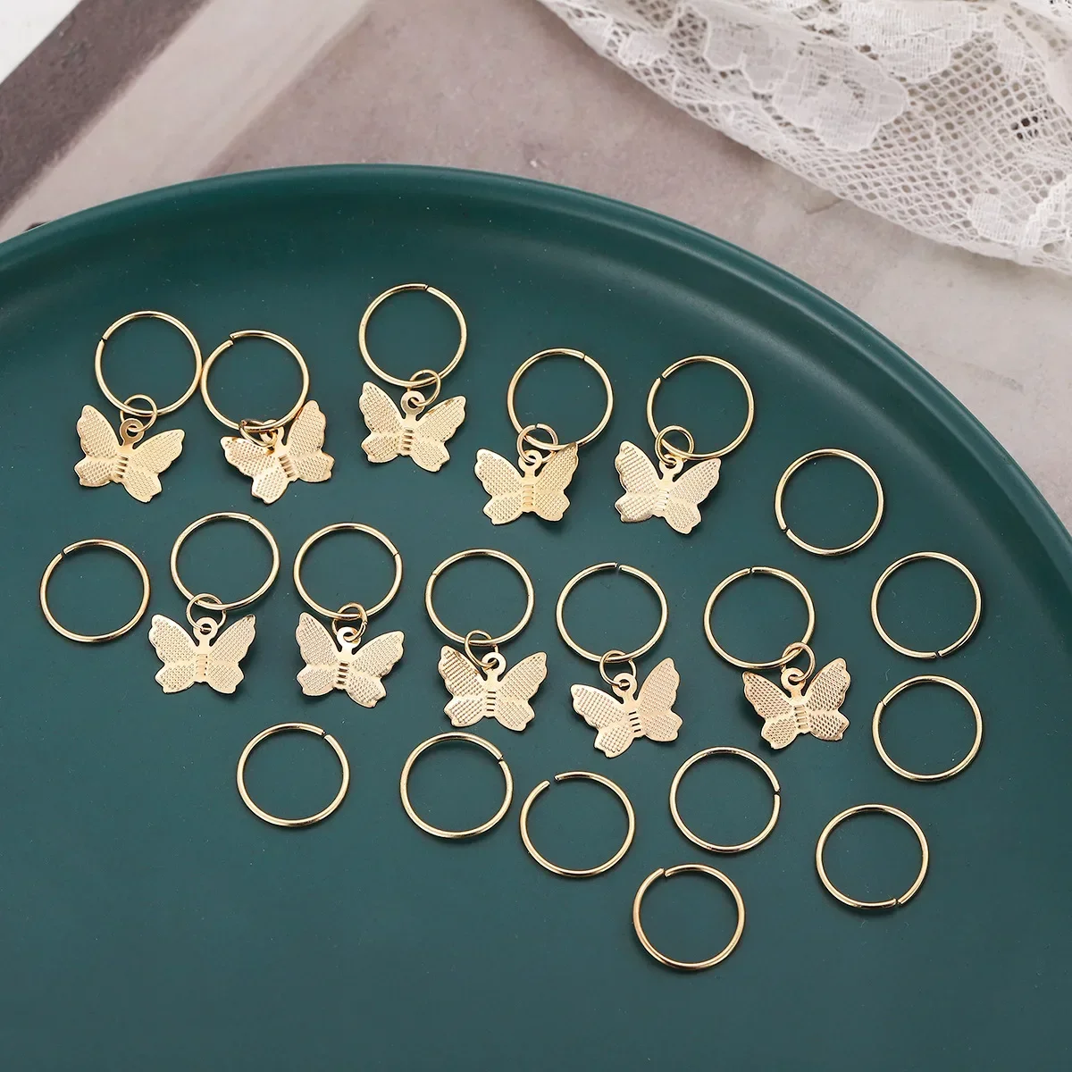 Butterfly Hollow Out Hair Ring DIY Hair Style Accessories for Braids Dread Locks Hair Braiding Metal Cuffs
