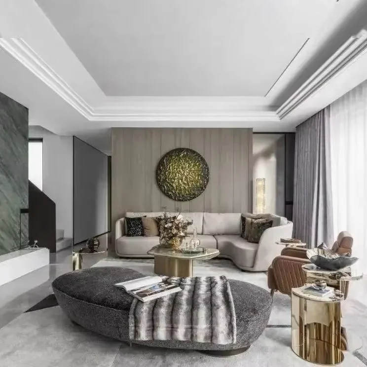 Sanhai المعاصرة موجزة نمط التصميم الداخلي القصر خطة رئيسية منزل كامل داخلي أنيق غرفة المعيشة المنزلي ثلاثية الأبعاد ماكس تقديم