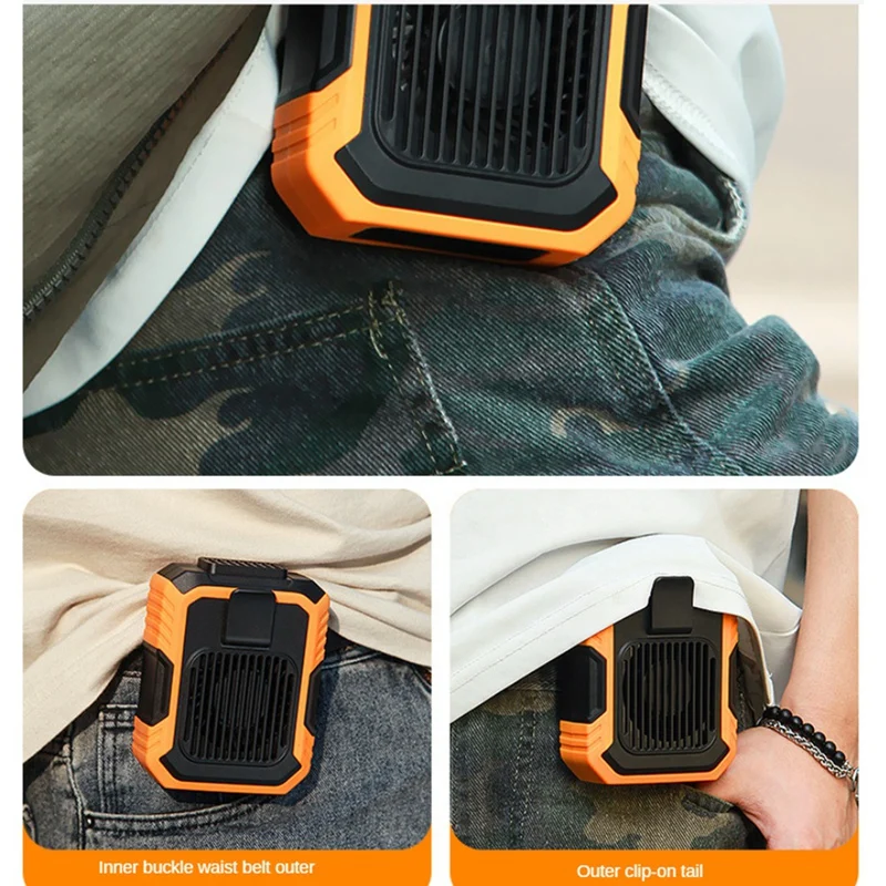 AB42-Portable Waist Fan Rechargeable, Personal Waist Fan, Hands-Free Neck Fan For Camping, Outdoor, Construction Site