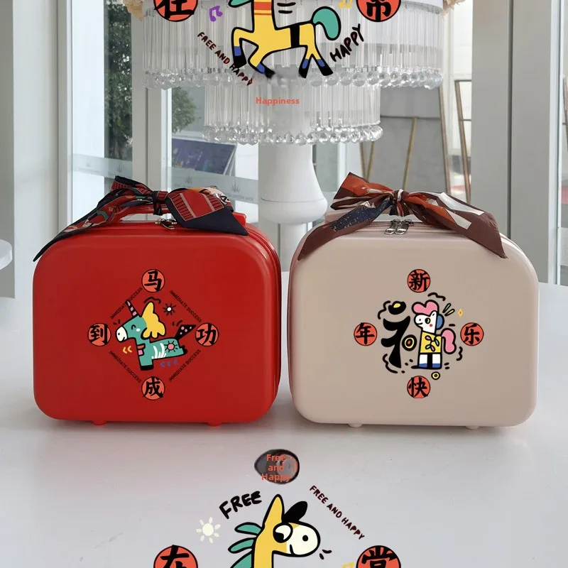 new-year-cartoon-children's-travel-suitcase-14-inch-handbag-storage-box-makeup-bag-mother-child-matching-luggage-bag