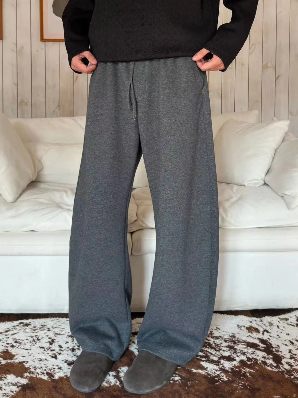 

Зимние прямые повседневные брюки Thiened Fce для мужчин и женщин, теплые спортивные брюки с широкими штанинами, свободные брюки для защиты от холода