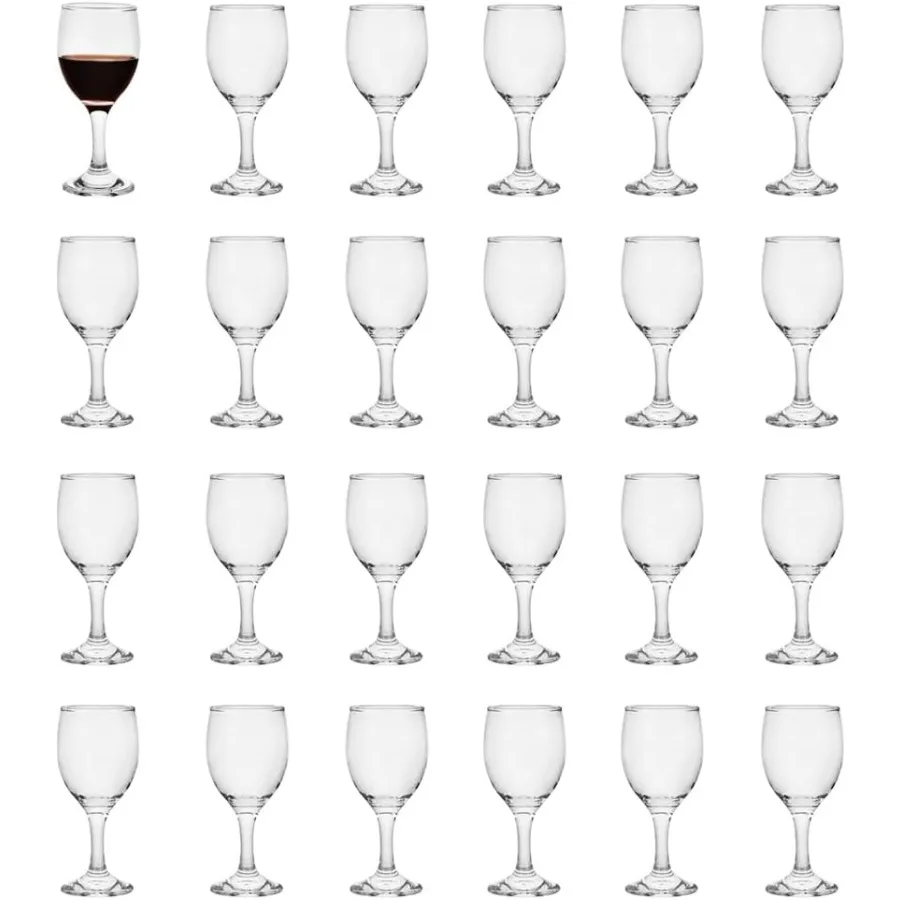 

Set of 24 Classic Small Red Wine Glasses 5.6 Inches Height 120ML 4 Ounce Capacity Durable Clear White Leadfree Glass Cups for E
