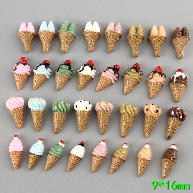 Ice Cream Resin Cabochon Flatback Scrapbooking Craft 20pcs Fake Foods Ice Cream Corn for DIY Hair Accessories Phone Case Deco