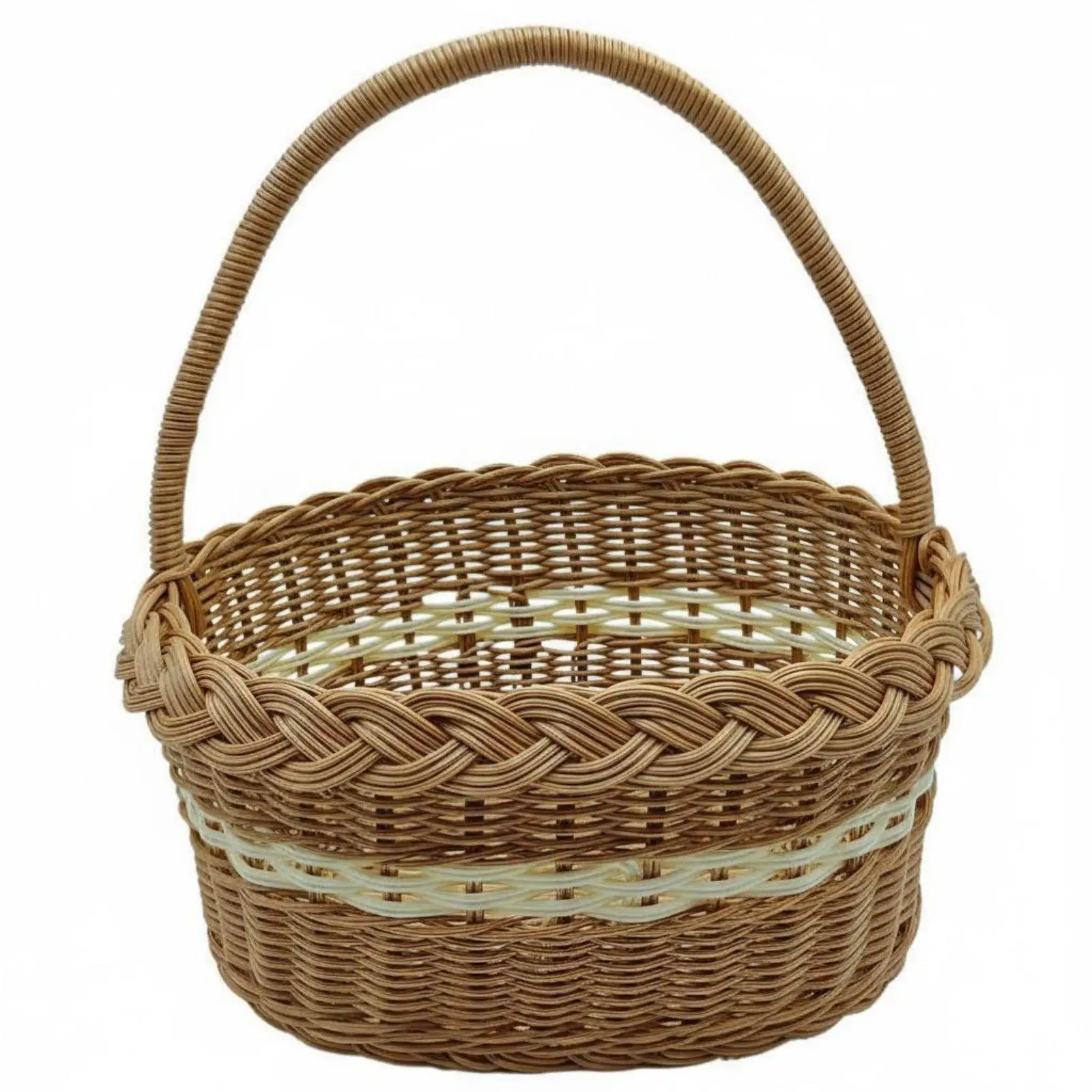 Woven Storage Basket with Handle for Picnic and Home Organization Multipurpose Rattan Basket for Toys