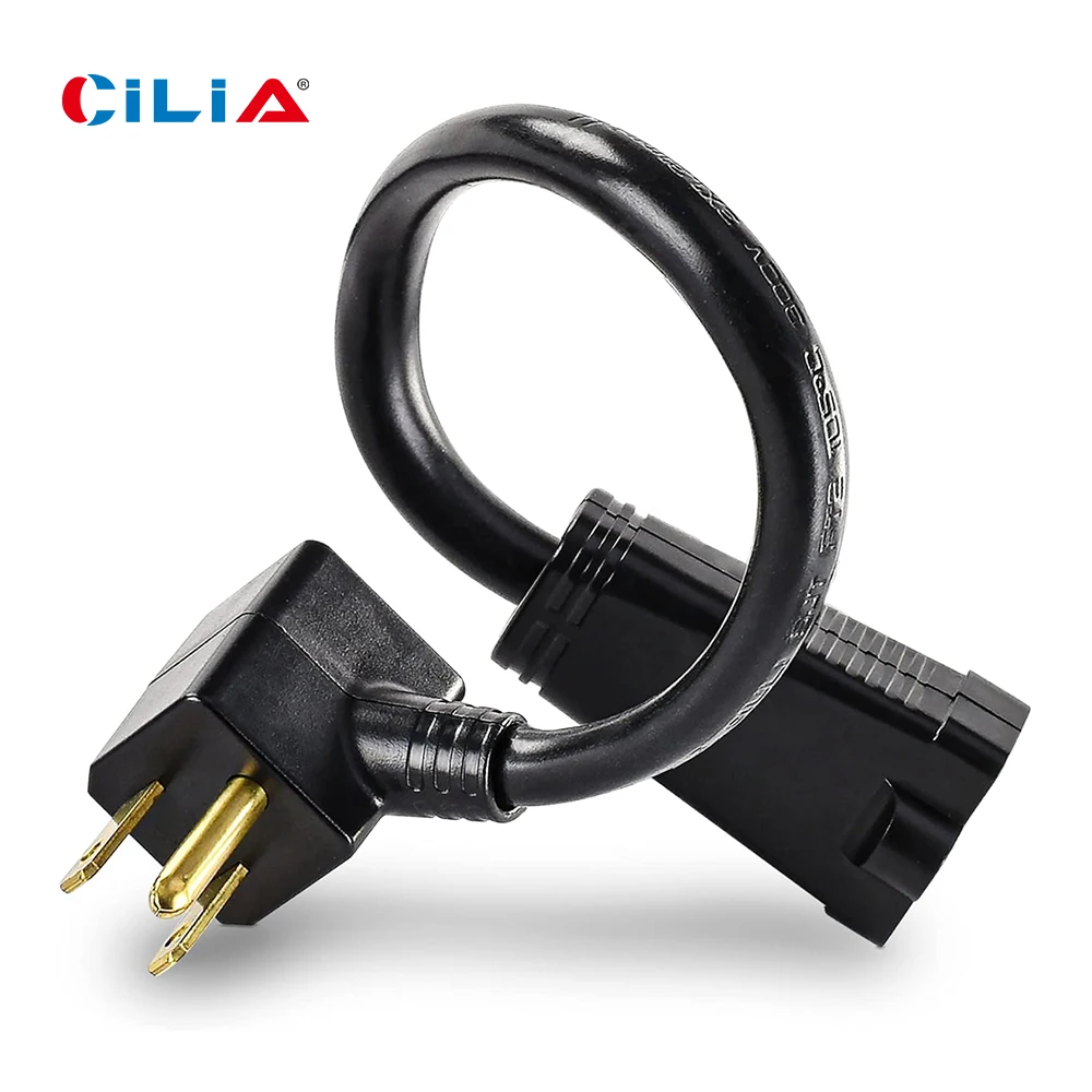 Cilia 1/2 szt. Przedłużacz Electrica przewód zasilający, kabel, adapter gniazda, rozdzielacz wielu gniazd, 12 cali/30,5 cm, 2 AC, czarny, do domowego biura