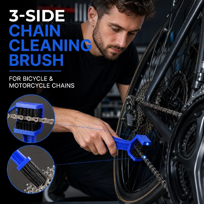 Portable 3 Sided Motorcycle Chain Cleaning Brush Mountain Bike Chain Washer Bicycle Maintenance Cleaning Hand Tools Brush