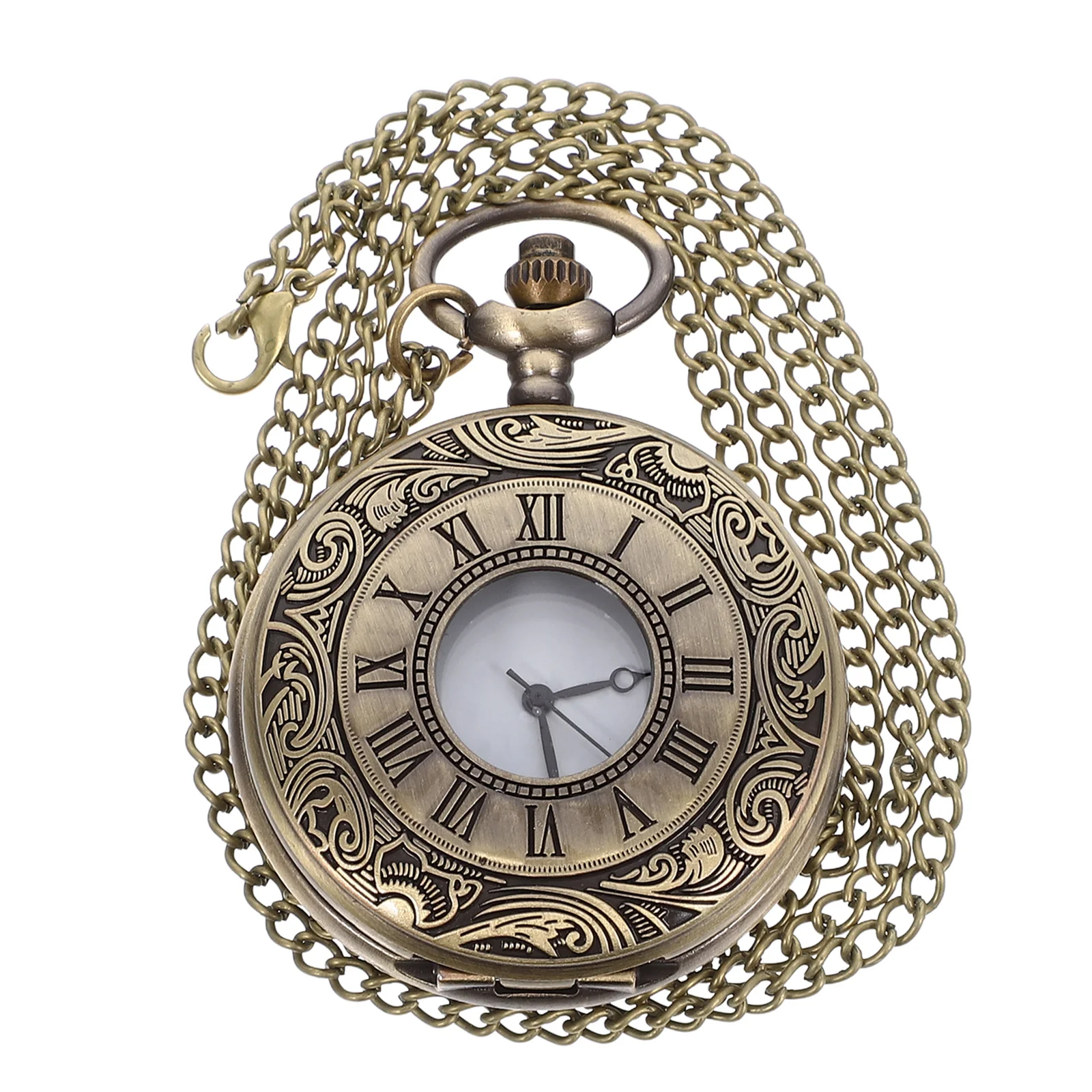 

Vintage Pocket Watch For Women Men Rose Floral Decorative Portable Style Metal Chain Pendant Retro Keychain