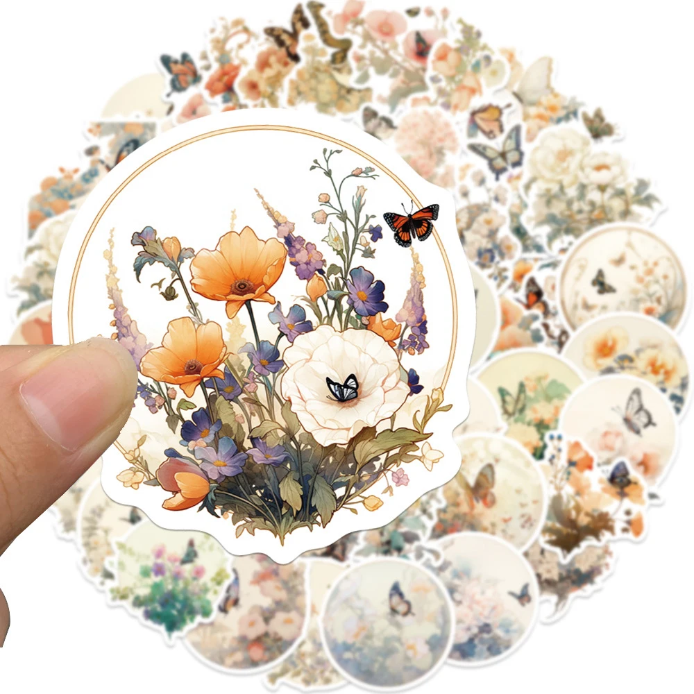 

10/30/50pcs Cute Aesthetic Butterfly Flower Stickers Waterproof Graffiti Luggage Suitcase Guitar Notebook Artsy Cartoon Sticker