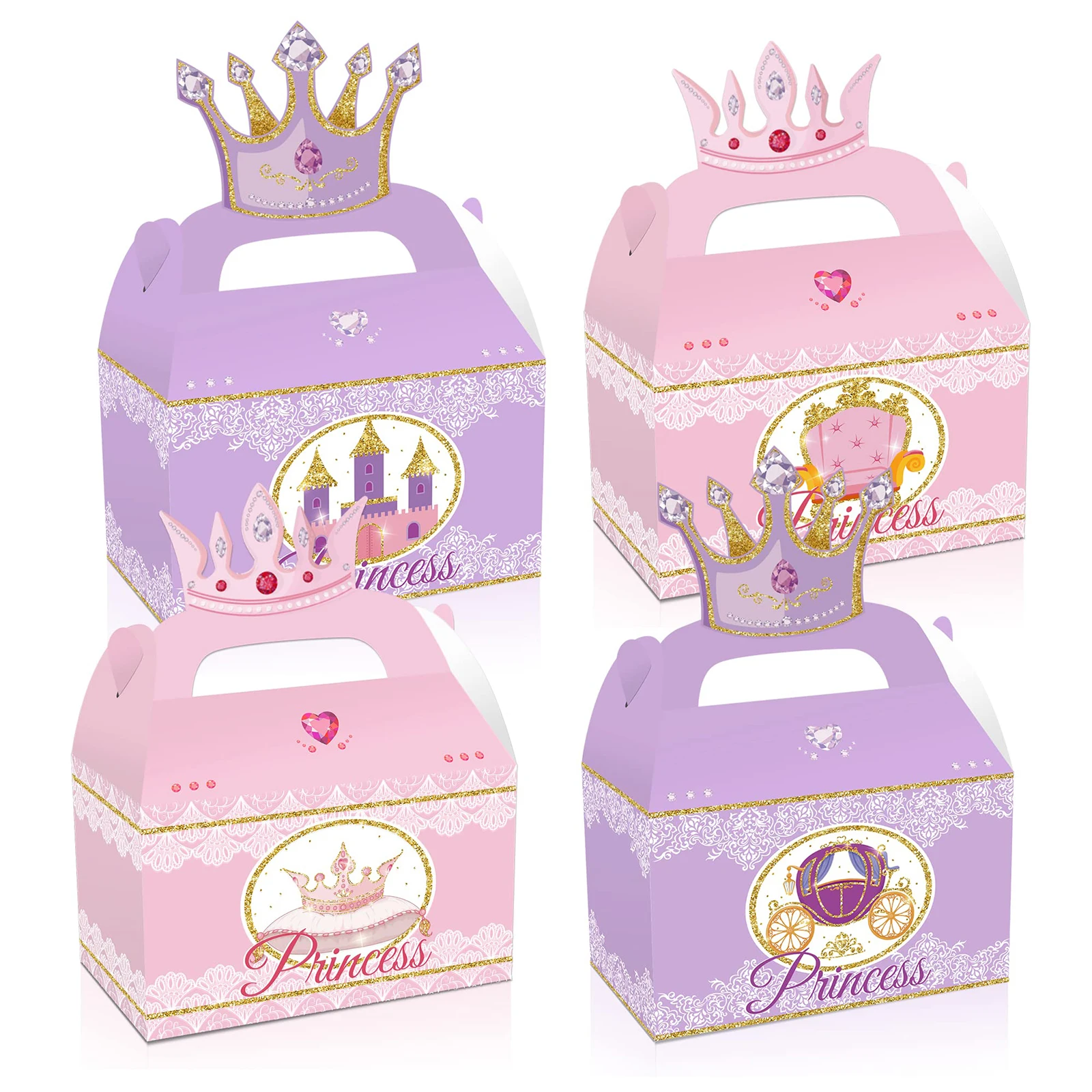 12pcs Little Princess Crown Gift Box Princess Theme Party Candy Snacks Candy Box Birthday Party Gift, Holiday Gift