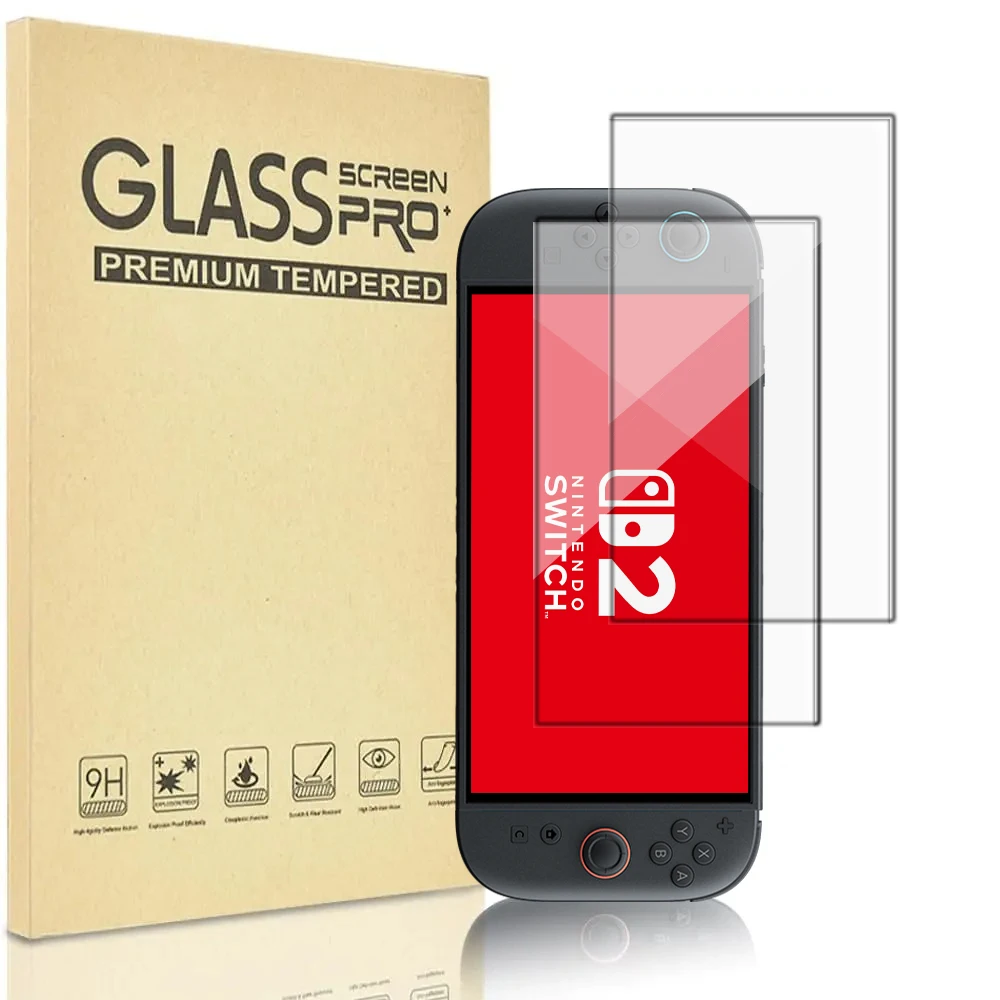 NS2 HD Tempered Glass Screen Protector for Switch 2, Transparent Anti-scratch Screen Protector for 2025 New Switch2