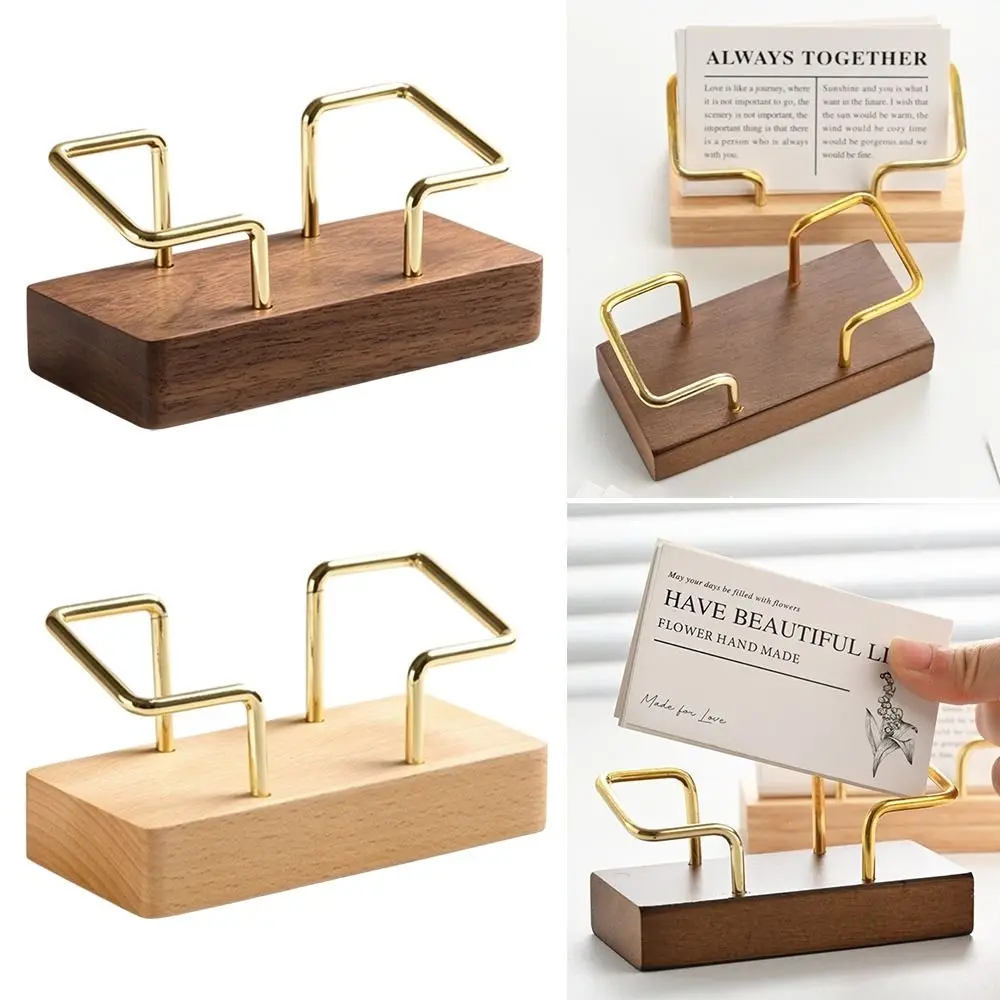 High Quality Wooden Business Card Holder Metal Wood Combined Multiple Styles Desk Card Display Rack Name Card Stand Office