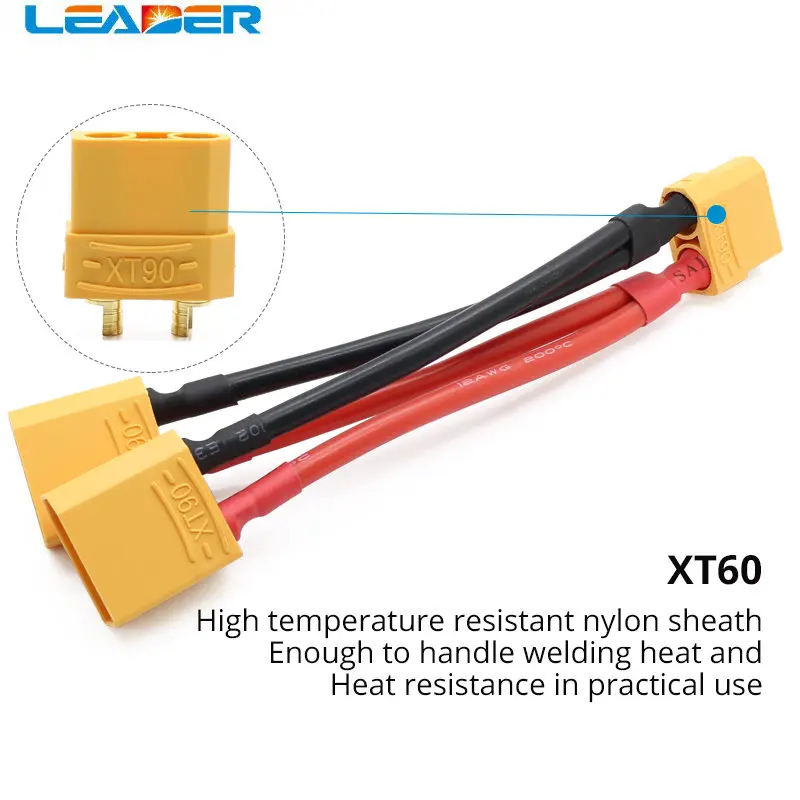 LEADERSOLAR 1/5/10/20Pcs/Lot XT90 Parallel Battery Connectors Adaptor Cable Extension Y Splitter for Parallel Battery Connection