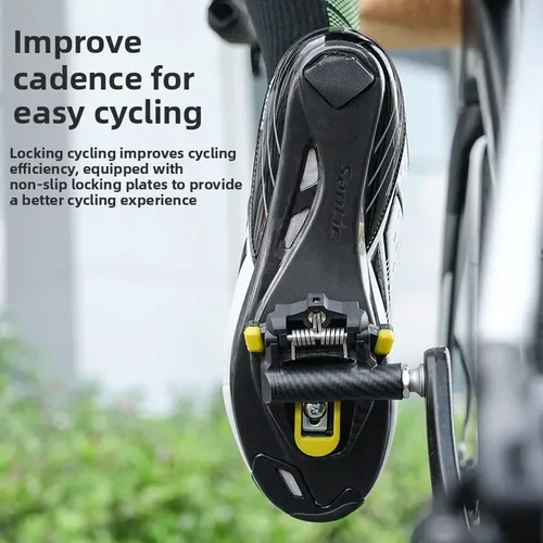 Imagen 2 del producto ESLNF Pedal de bicicleta de carretera Pedales de bloqueo de bicicleta de nailon Tacos de rodamiento de ciclismo Pedal sin clip para sistema SPD SL con placa de bloqueo