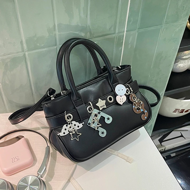 Silver Bag Luxury Handbag Fashion Small Mobile Phone Bag Trend Korean Style Cute musical note accessory Crossbody Bag Brand